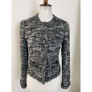 J. Crew Blazer Single Breast Tweed Fringe Trim Wool Blend